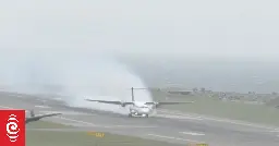 Crews respond to airplane engine fire at Wellington Airport