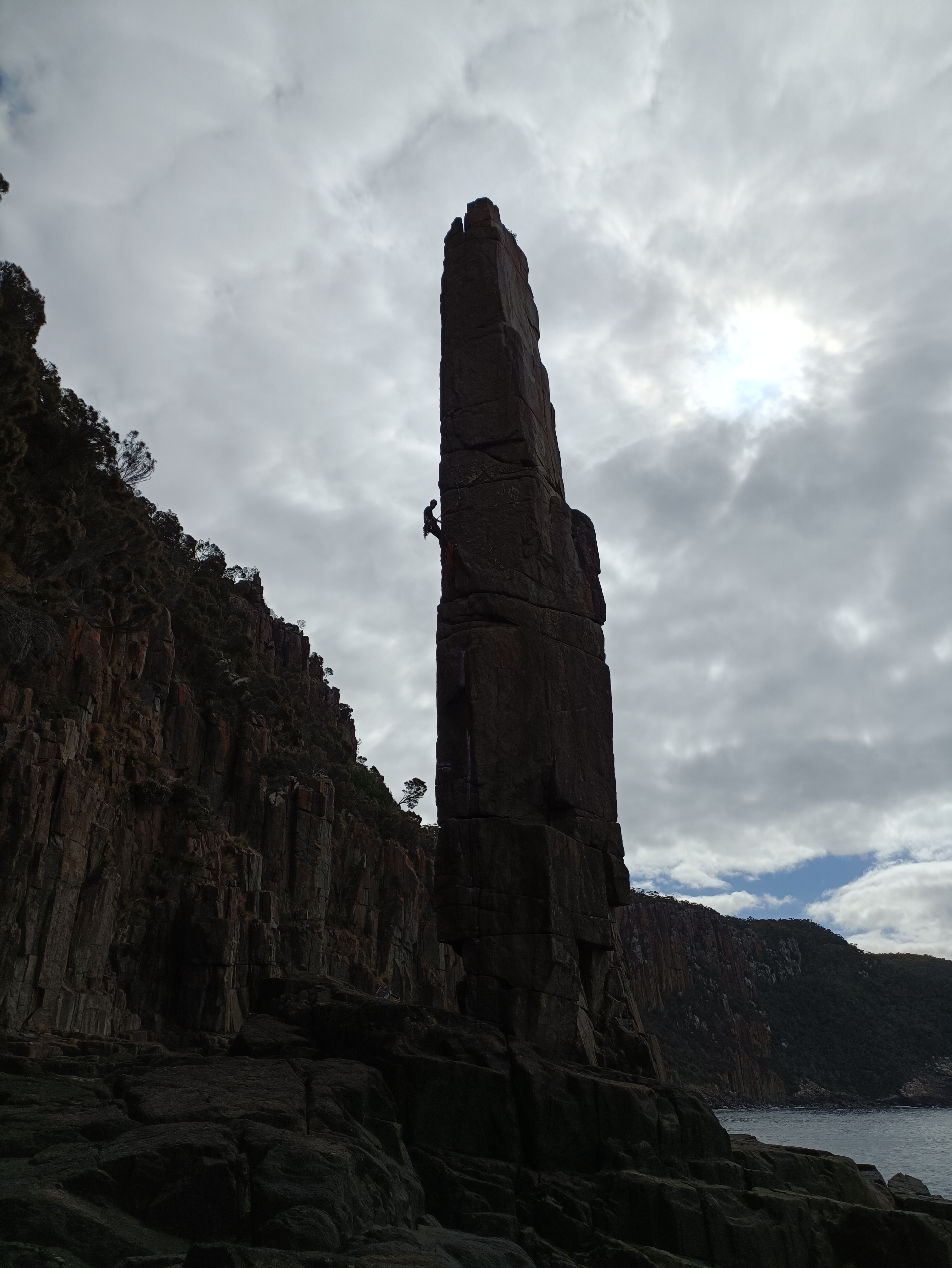 Rapping down from The Moai, Tasmania